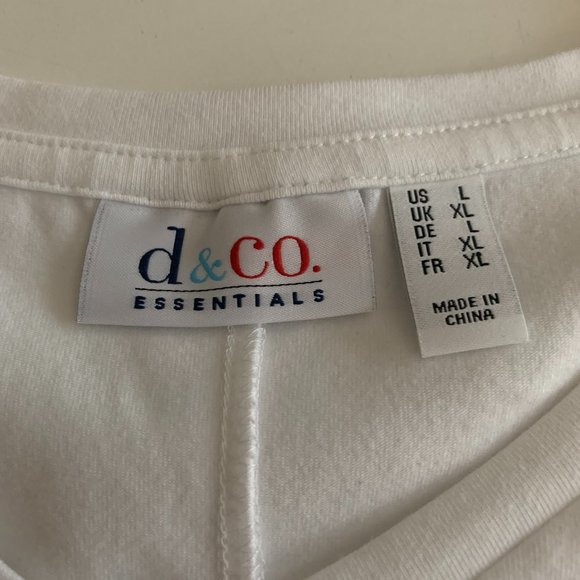 NWOT Denim & Co Women's Cotton Blend Tunic V-Neck Short Sleeve Shirt White Sz Lg - Picture 3 of 8